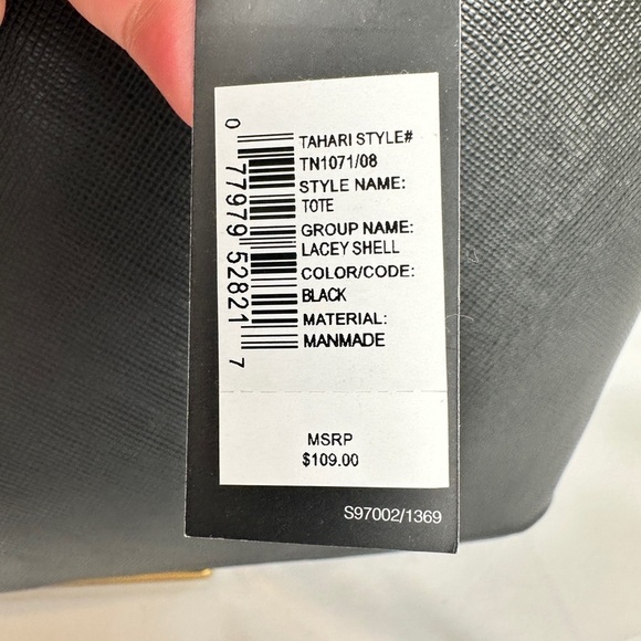 Tahari Elegant Black Tote Bag - NWT - Picture 3 of 10